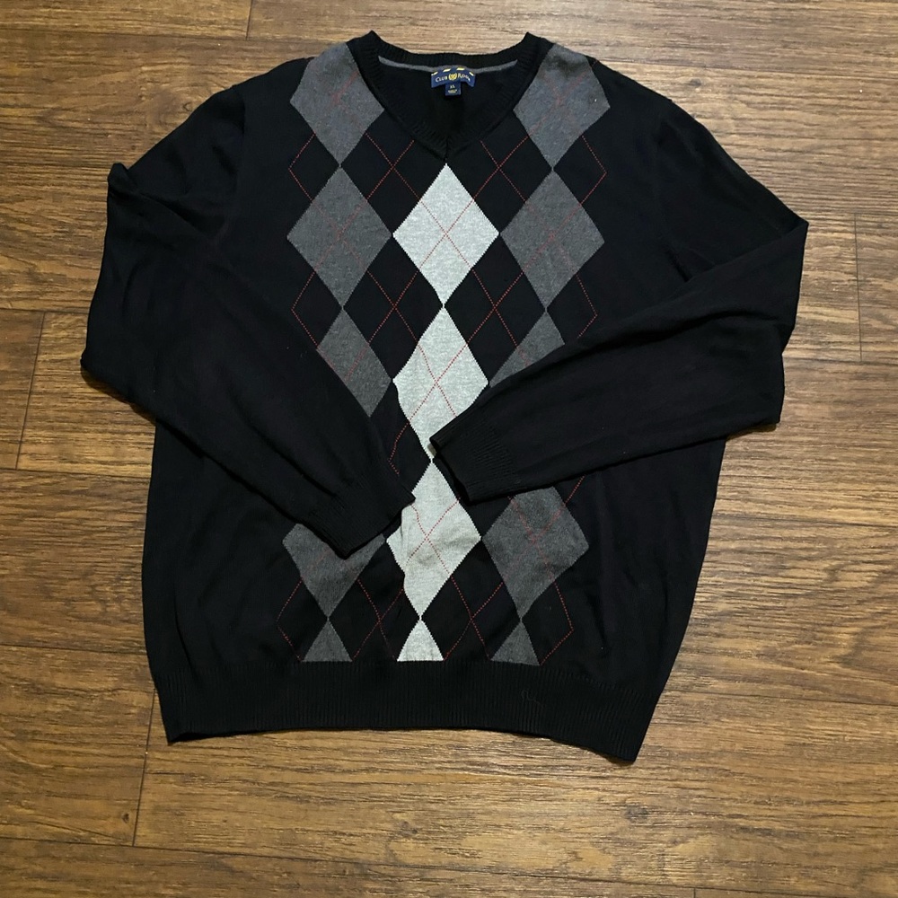 Club Room Black‎ and Gray Argyle Sweater